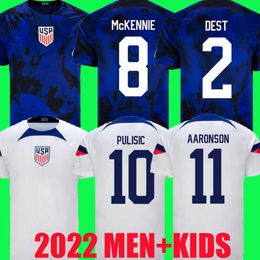 2022 Copa Mundial Pulisic USAS Soccer Jersey Men Kids Kits Estados Unidos 22 23 Camisa de fútbol Aaronson 2023 Reyna McKennie Morris Dest Yedlin Llanez Equipo nacional