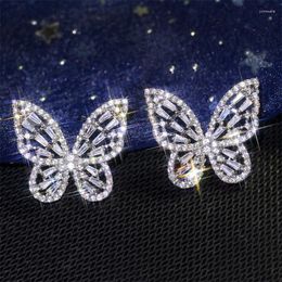 Stud Earrings Trendy Butterfly Studs Silver Colour Korean For Women Anniversary Gift Jewellery Wholesale E6092Stud