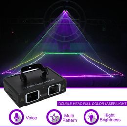 color stage lighting UK - Double Lens RGB Full Color DMX Beam Network Laser Projector Light DJ Show Party Gig Home KTV Stage Lighting Effect 506RGB223n