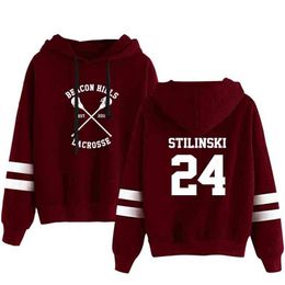 Men's Hoodies Sweatshirts Teen Wolf Hoodie Unisex Pocketless Sleeve Women Men Sweatshirt Harajuku Streetwear Stilinski 24 Fashion Clothes Plus Size