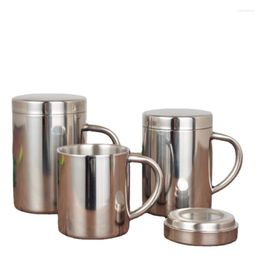 Mugs Double Wall Stainless Steel Coffee Mug With Lid Portable Cup Travel Tumbler Jug Milk Tea Cups Office Water