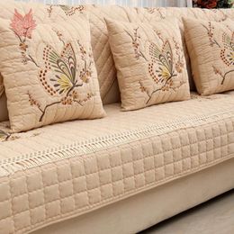 Chair Covers Pastoral Butterfly Embroidered Sofa Cover Slipcovers Cotton Canape Quilting Anti-slip Sectional Furniture Couch SP3601