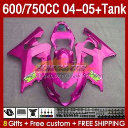 Fairings & Tank For SUZUKI GSXR-600 GSXR750 GSXR600 GSX-R600 04-05 Body 153No.116 GSXR 750CC 600 750 CC GSXR-750 K4 2004 2005 600CC 04 05 OEM Injection Fairing glossy rose