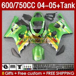 Injection Mould Fairings & Tank For SUZUKI GSXR-600 GSXR750 GSXR600 GSXR-750 K4 2004 2005 153No.75 GSX-R600 GSXR 600 750 CC 04-05 600CC 750CC 04 05 OEM Fairing Movistar green