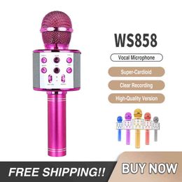 Microphones Microphone Bluetooth Wireless Microphone for Kids Gift Singing Dancing LED Lights Portable Karaoke Machine with Speaker T220916