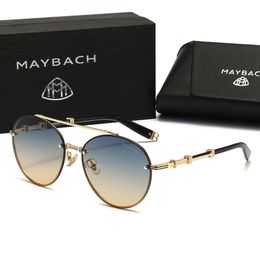Maybach Fashion Men Sunglasses Sunshade Glasses Leopard Head Composite Metal Rimless Optical Frame Classic Rectangle Square Gold Luxury Sunglasses