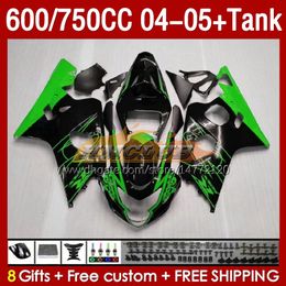 OEM Fairings & Tank For SUZUKI GSXR600 750CC GSXR-750 K4 GSX-R600 04-05 green stock 153No.21 600CC GSXR 600 750 CC GSXR750 04 05 GSXR-600 2004 2005 Injection Mold Fairing