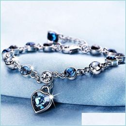 Bangle Bangle Bracelets Jewellery Drop Delivery 2021 Heart Of Ocean Blue Zircon Charms Love Diamond Girls Gift Gioielli Wom Dhseller2010 Dh4Oh