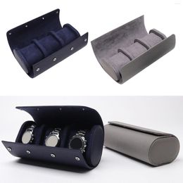 Watch Boxes 3 Slot Box Men Roll Travel Case Jewelry Bracelets Wristwatch Pouch Gift Storage Slid In Out Organizer