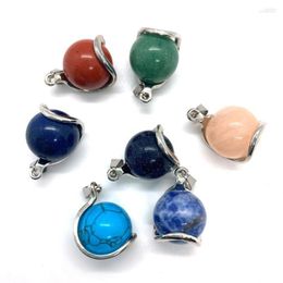 Charms 1pcs Retro Natural Stone Tob Ball Amethyst Opal Pendant Agate Green Aventurine Necklace Handmade Jewelry Accessories