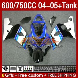 Injection Mould Fairings & Tank For SUZUKI GSXR-600 GSXR750 GSXR600 GSXR-750 K4 2004 2005 153No.70 GSX-R600 GSXR 600 750 CC 04-05 600CC 750CC 04 05 OEM Fairing blue stock