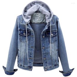 Women's Jackets Plus Size Basic Coat Loose Hooded Denim Jacket Women Long-Sleeve Shirt Jeans Outerwear 2022 Spring Streetwear Female