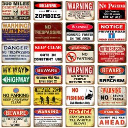 Warning No Parking Metal Painting Tin Signs Danger Fishing No Stupid People Poster Art Wall Plaque Pub Garage Home Decor Iron Arts Plaques Size 30x20cm