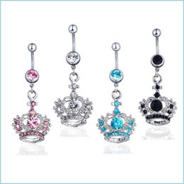 Navel Bell Button Rings 4 Colours Style Belly Ring Crown Piercing Jewellery Rings Body Dangle Accessories Fashion Charm Dr Dhseller2010 Dhums