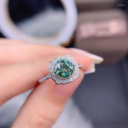 Cluster Rings Brand 1.0 CT Green Moissanite Diamond Ring VVS1 Clarity GIA Creates Women's Engagement Style Luxury Boutique Jewelry