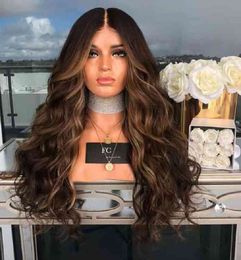 Synthetic Wigs Wig Dyed Wig Women's Mixed Colour Brown Split Large Wave Long Curly Hair Chemical Fibre Headband 220917