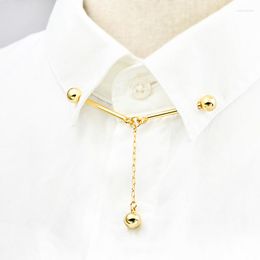 Brooches High-end Safety Threaded Ball Metal Tassel Needle Collar Pins French Shirt Lapel And For Women Men Accessories