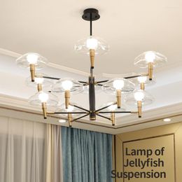 Pendant Lamps Postmodern Transparent Glass Jellyfish LED Light Nordic Restaurant Living Room Hanging Fixtures