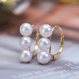 Backs Earrings Clip-on & Screw Back Real 18K Gold Clip For Women Natural Akoya Pearl Wedding Gift Au750 Yellow Jewellery FineClip-on