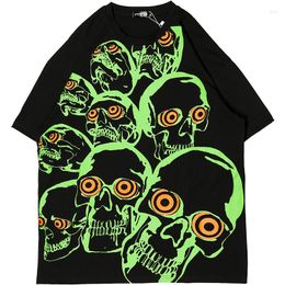 Men's T Shirts Men Shirt Punk Skull Pattern Hip Hop Tshirt Streetwear Tee Tops Cotton Oversize Sweatshirt Harajuku T-shirt For Man