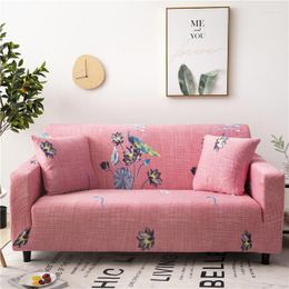 Chair Covers Pink Stretch Sofa Cover Colorful Feather Pattern Sectional Couch All-inclusive Furniture Protector