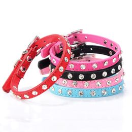 Pet Dog Rhinestone Collars Pets Dogs Cat Leather Collar Adjustable Puppy Cats Collar Colorful Christmas Decoration Supplies TH0322