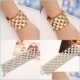 Charm Bracelets New Fashion Luxury Designer Metal Geometric Bricks Link Chain Bracelet For Woman Girls Gold Sier Colour 1 Dhseller2010 Dh0Sx