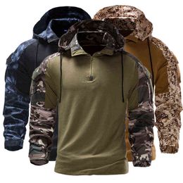 Men's Hoodies 2022 New Men's Military Camouflage Tactical Long-sleeved T-shirt Fashion Hooded Camouflage Long-sleeved Sweatershirt EU Size