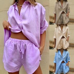 Women's Tracksuits Casual Womem Lounge Wear Summer Tracksuit Shorts Set Sleeve Shirt Tops And Mini Suit 2022 Two Piece