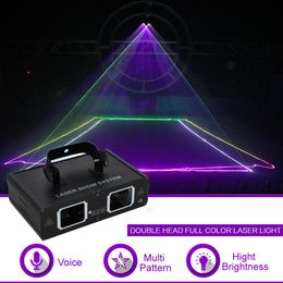 color stage lighting UK - Double Lens RGB Full Color DMX Beam Network Laser Projector Light DJ Show Party Gig Home KTV Stage Lighting Effect 506RGB281D