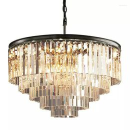 Pendant Lamps Modern Crystal Chandelier Elegant K9 Smoky Gray Suspension Lamparas For Cafe Restaurant El