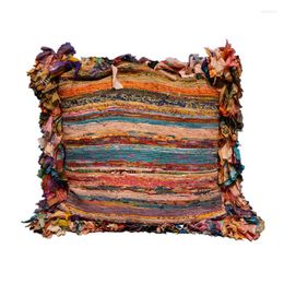 Pillow /Decorative Rag Rug Floor Pillows Handmade Cloth Remnant Stitching Woven Mat Lumbar For Bed Use/Decorative