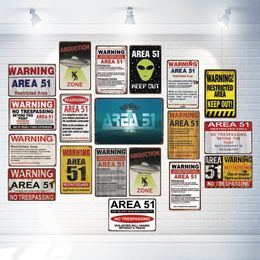 Metal Painting Signs Restroom Tin Sign Wall Decor Area 51 Warninng No Trespassing Retro Iron Arts kitchen Home Art Vintage Decor Poster 30X20CM