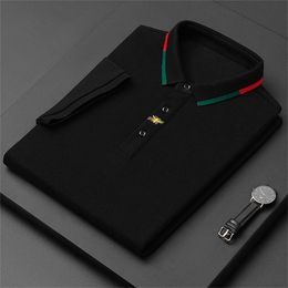 T-shirt di marca da uomo Polo con ape 100% cotone risvolto Business coreano ricamo estivo abbigliamento da uomo