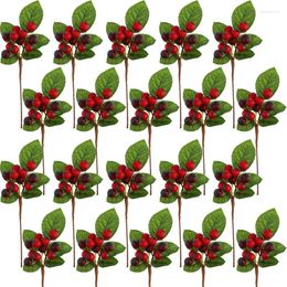 Decorative Flowers -Artificial Berries 20 Branches With 240 Pieces Fake Holly DIY Christmas Fruit Cherry Branch Party Decoration