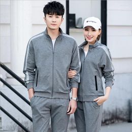 Women's Two Piece Pants Women's Receiving Awards Unisex Autumn Winter Couple Sports Casual Standing Collar Sportswear Running Group