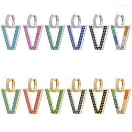 Hoop Earrings Luxury Geometric Rectangle Triangle Small 2 Lines Crystal For Women Handmade Jewellery Wholesale