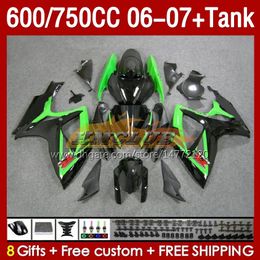 Injection Mold Fairings & Tank For SUZUKI GSXR750 GSXR600 K6 GSX-R600 2006 2007 154No.40 GSXR-750 GSXR 600 750 CC 750CC 06-07 600CC GSXR-600 06 07 OEM Fairing green stock