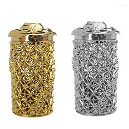 Gift Wrap European Style Hollow Out Plastic Candy Box With Lid Embossed Rose Flower Wedding Favour Cylindrical Treat Jar Jewellery Storage
