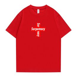 surpemacy Luxury brand cross T-Shirt Uomo Belief top Parody tee maschio Moda donna estate Coppia ragazzo Ragazza a maniche corte ins designer di alta qualità