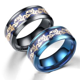 Vintage Dragon Men Ring Temperament Fashion 8mm Width Stainless Steel Rings For Men Jewellery Gift
