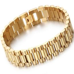 Fashion 15mm Luxury Mens Womens Watch Chain Watch Band Bracelet Hiphop Gold Silver Stainless Steel Watchband Strap Bracelets C2529233A