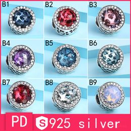 925 Sterling Silver Pan-do-ra Bracelet Beads Cattle Eye Blue Ocean Heart Handmade Beads Diy Accessories Strip Crystal Beads270k
