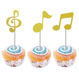 6 teile/satz Musik Note Kuchen Eingefügten Karte Cupcake Papier Musik Notizen Einsätze Karten Backen Dekoration Festival Party Jahrestag Dekor TH0368