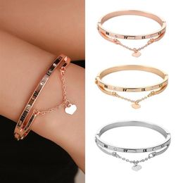 Bangle Rose Gold Stainless Steel Bracelets Bangles Female Heart Forever Love Charm Bracelet For Woman Couple Gift Bijoux Femme Jewelry214u