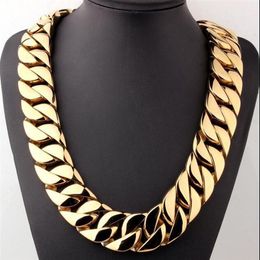 new men's cast titanium steel necklace Men's super thick fashion gold-plated necklace294G