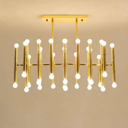 Pendant Lamps Delightfull Rectangular Suspension Lamp Post Modern Plate Chrome Gold Led Chandelier Bamboo Shape Pipe Hanging
