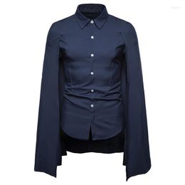 Men's Casual Shirts Spring Men's Cape Long Sleeve Shirt Fashion Solid Colour Single Breasted Male Performance Clothing