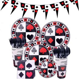 Party Decoration Casino Theme Poker Disposable Tableware Magic Show Las Vegas Decorations Hen Night Bachelorette