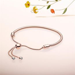 Fashion Basic Bracelet For Pandora Luxury Designer 925 Sterling Silver Rose Gold Plated Ladies Retractable Bracelet Valentine's Da2782